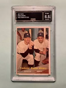 1957 TOPPS MANTLE/BERRA -#407 - Yankees’ Power Hitters - GMA 6.5 (EX-NM+) - Picture 1 of 4