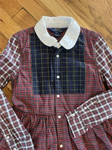 POLO RALPH LAUREN DRESS 100% cotton TARTAN PLAID Holiday Shirt Dress size 6x - Picture 1 of 3
