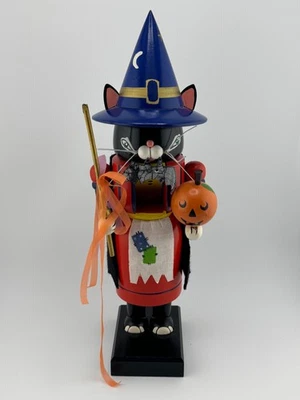 Vintage Erzgebirge Halloween Cat Witch Nutcracker Germany READ - Image 1 of 4