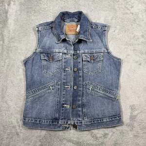 Levi Strauss Size Medium Jr Blue Jean Button Vest - Picture 1 of 13