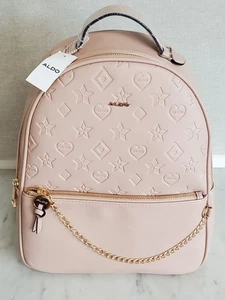 Zaino Aldo taglia media 13x11x41/2 ecopelle dettaglio catena nuovo con etichetta rosa blush - Foto 1 di 12