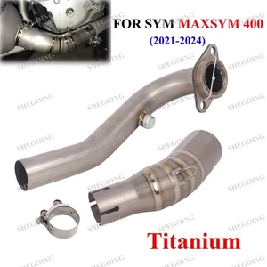 Titanium For SYM MAXSYM 400 Motorcycle Exhaust Front Middle Link Pipe 51MM Pipe - Picture 1 of 8