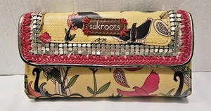 Sakroots Wallet Coated Canvas Tri-Fold Snap Credit Card Slots & Coin Peace Theme - Picture 1 of 5