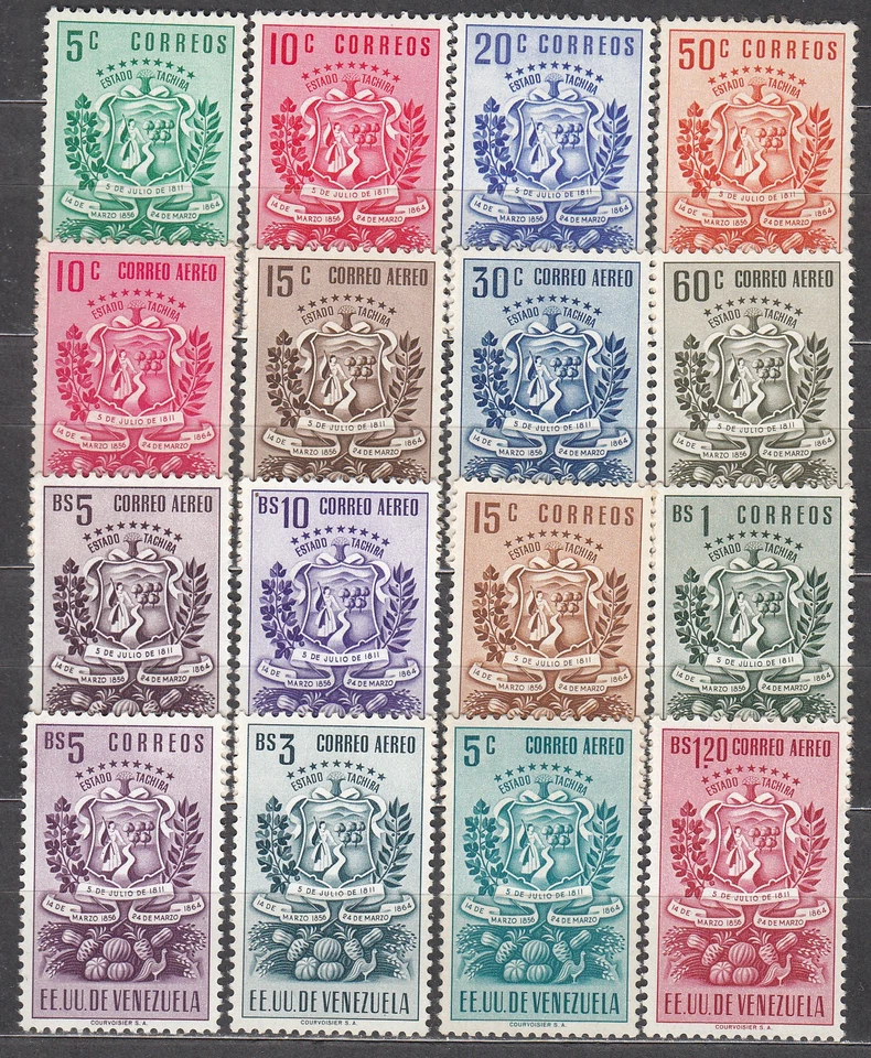 Venezuela Mail 1951 Yvert 326/32+A, 345A/348C ** Mnh Valores 328-331 Antena 345A Foto 1 de 1