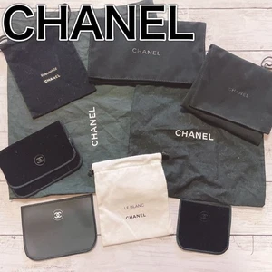 CHANEL Staubbeutel Zubehör Etui 9er Set Coco Mark Logo Kordelzug Beutel schwarz - Bild 1 von 8