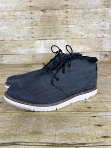 TOMS Navi Chukka Hombres Talla 9.5 Negro Bota Crosshatch Denim Trabajo a Fin de Semana Zapatos - Imagen 1 de 13