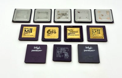 Vintage CPU Bundle, Lot Cyrix MII K6-2 AMD Intel Pentium Gold Ceramic Collectors - Image 1 of 4