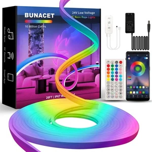 Luces LED Neón RGBIC de 26 pies, Luces LED con Control Remoto RF y APP, Flexibles... - Imagen 1 de 6