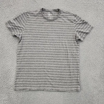 Camisa Gap Para Hombres Grande Gris Blanco Rayas Essential Crew Camiseta de Algodón Manga Corta Foto 1 de 4