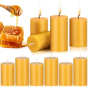 10 Pcs Pure Beeswax Candles Set Natural Unscented Beeswax Pillar Candle 2 x 3... - Picture 1 of 6