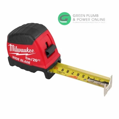 Milwaukee 8m / 26ft Premium Wide Blade Tape Measure Imperial Metric - Image 1 of 2
