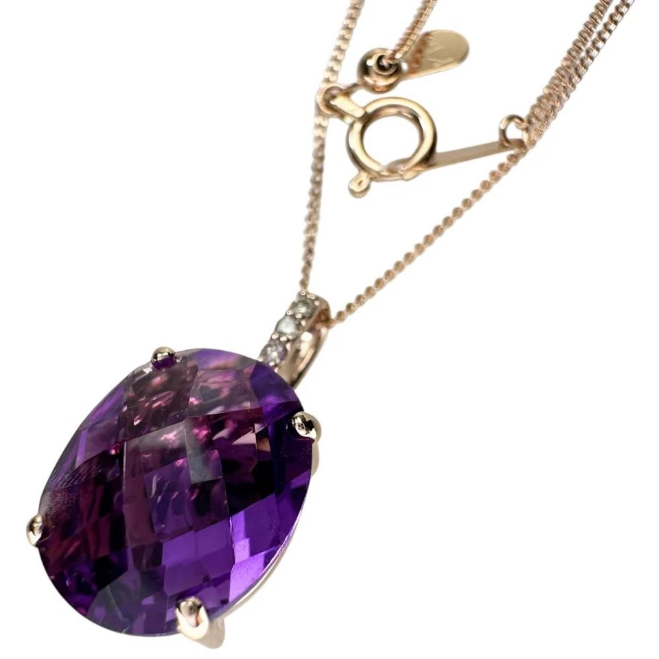 Collana ametista (con perline trasparenti all'interno) diamante 3,55 ct... - Immagine 1 di 4