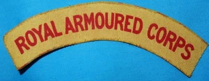 WW2 ROYAL ARMOURED CORPS PRINTED SHOULDER TITLE PATCH BADGE GENUINE WORLD WAR II - Picture 1 of 2
