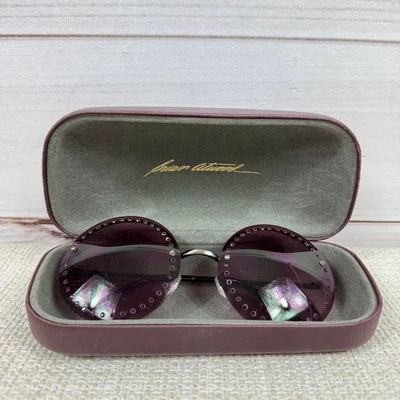 Brian Atwood Sunglasses Purple Rhinestone Oval Frame Designer Case - Image 1 of 4