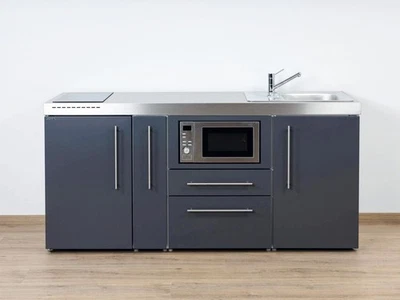 Stengel Miniküche MPM 180 A, Schiefergrau mit Kühlschrank, Mikrowelle, Induktion - Bild 1 von 4