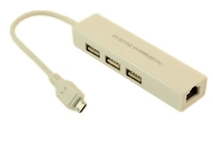 3 Port USB 2.0 Hub and Networking Port (RJ45 Micro-USB Source Connector - Picture 1 of 2