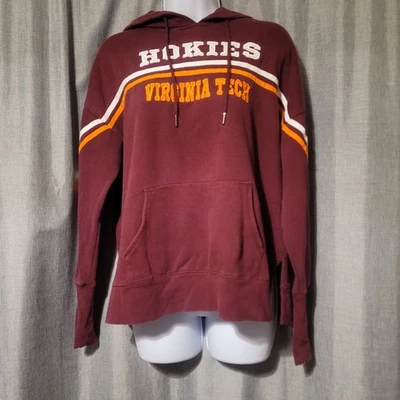 Sudadera con capucha borgoña a rayas Hokies Virginia Tech VT para mujer LG Foto 1 de 4