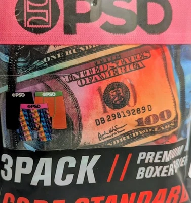 MONEY GLEAM NEON DROPS PSD Boxer Briefs 3 PACK Soft Microfiber $100 Benjamins - Image 1 of 4