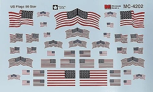Calcomanías de banderas americanas a microescala de 50 estrellas - calcomanía de modelismo ferroviario a escala HO - #4202 Foto 1 de 1