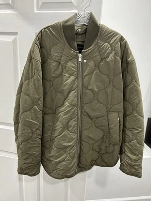Allsaints  Jiro Quilted Bomber Olive Green XS Oversized - Image 1 of 4