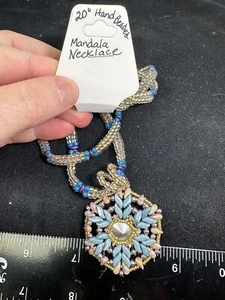 Necklace Mandela Hand Beaded Glass & Porcelain Beads Vintage M-6627 - Bild 1 von 2