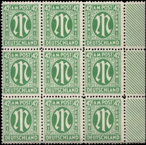 SAVOYSTAMPS - Germany-Allied Issued Occupational Post WWll-42 P-Block of 9- MINT - Picture 1 of 1