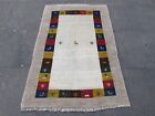 Vintage Handgefertigt Traditionell Teppiche Orientalisch Beige Wolle Gabbe