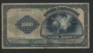 CZECHOSLOVAKIA SPECIMEN 1000 KORUN 1932 PICK # 25s FINE. - Picture 1 of 2