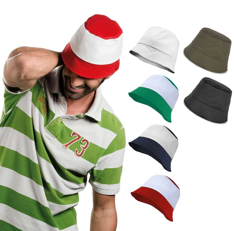 CAPPELLO PESCATORE UOMO DONNA ESTIVO 100% COTONE BLU NERO ROSSO BLU BOB DA MARE - Immagine 1 di 1