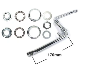 BMX/MTB Steel One Piece Crank Bottom Bracket Axle 170mm Arm Length BB Set Option - Picture 1 of 6