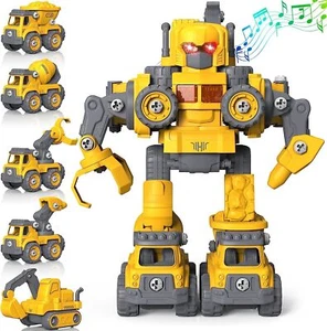 Take Apart Robot Toys Vehicle Set 5 in 1 STEM Toys for 4 5 6 7 8 Year Old Boys - Picture 1 of 16