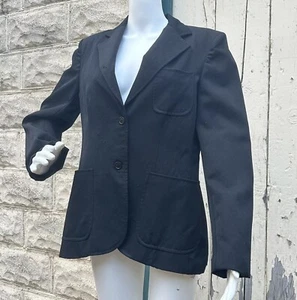Vintage Blazer Jacket Wool Gaberdine Fitted Women’s Black Loubella S/M - Picture 1 of 9