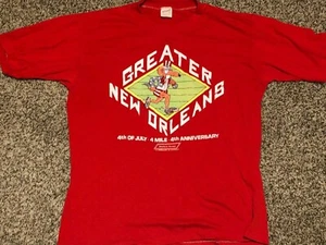 SOUTHERN RUNNER Vtg 1980s NEW ORLEANS Race 4th July 4 Mile Rat Mouse T Shirt lsu - Picture 1 of 4