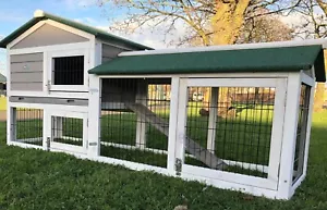 LARGE RABBIT HUTCH GUINEA PIG HUTCHES RUN RUNS LARGE 2 TIER WITH NIGHT SHUTTER - Picture 1 of 3