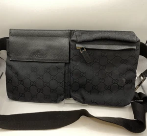 GUCCI GG pattern Waist pouch Body Bag Shoulder Bag GG canvas Black - Picture 1 of 24