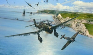 Open Assault by Robert Taylor aviation art Signed by 3 Battle of Britain pilots - Picture 1 of 1