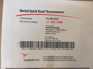 (Box of 25) Cardinal Health 16811-EQRR Rectal Quick Read Thermometer (NEW) - Picture 1 of 1