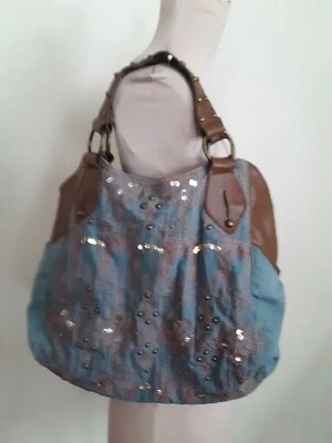 Bolso de Mano Grande Hippie BOHO - Denim, Bordado, Cuero Sintético, Lentejuelas,... Foto 1 de 4