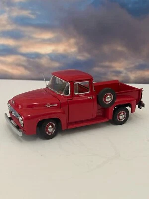 DANBURY MINT 1956 FORD F-100 PICKUP TRUCK RED 1:24 *MISSING MIRROR* - Image 1 of 4