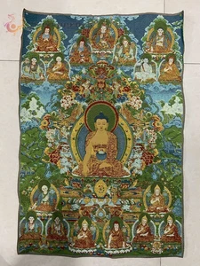 36" Tibetisches tibetisches Tuch Seide Buddhismus Sakyamuni Buddha Tangka Thangka Wandbild 129 - Bild 1 von 6