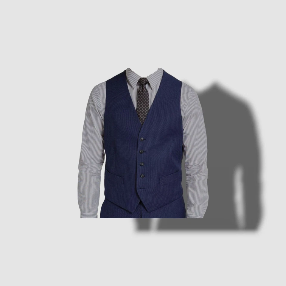 $85 Perry Ellis Portfolio Men's Blue Slim-Fit Stretch Suit Vest Waistcoat XXL - Image 1 of 1