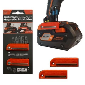 Soporte de broca magnético naranja StealthMounts para baterías AEG y Ridgid Powertool x2 - Imagen 1 de 3