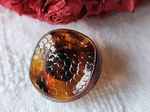 Bouton ancien en verre marron effet ecaille pied 2,2 cm D11D - Imagen 1 de 5