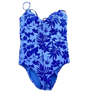Aerie Hop Lun Hawaiian floral swimsuit size small blue hula girls Sample - Picture 1 of 10