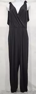 BCBGeneration NWT Jumpsuit Black Faux Wrap Womens L Pockets Jogger Sleeveless - Picture 1 of 17