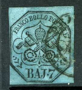 Italy 1852 Roman States 7b Blue Scott #8 VFU T720 ⭐⭐⭐⭐ - Picture 1 of 6