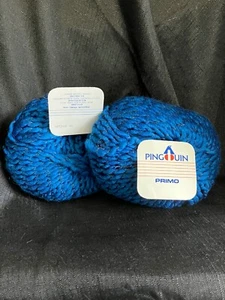 2 Vintage Balls of Pingouin “Primo”-Blue w/Black Wool & Acrylic - Picture 1 of 3