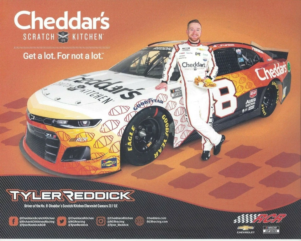Tarjeta postal de la serie NASCAR 2021 Tyler Reddick "Cheddar's RCR" #8 Foto 1 de 1