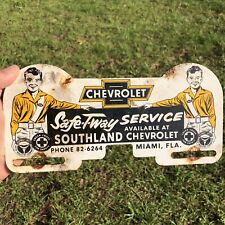 Vintage SouthLand Chevrolet Metal License Plate Topper Car Sign