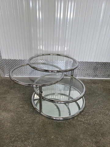 1970'S SPACE AGE CHROME ROUND SWIVEL FOUR TIER TABLE Cover